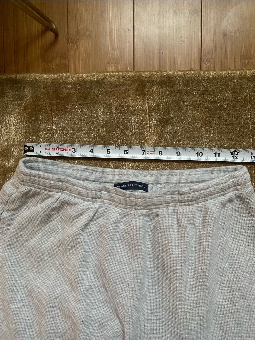Brandy Melville Light Gray Wide-Leg waffle Sweatpants with Drawstring - Picture 8 of 11